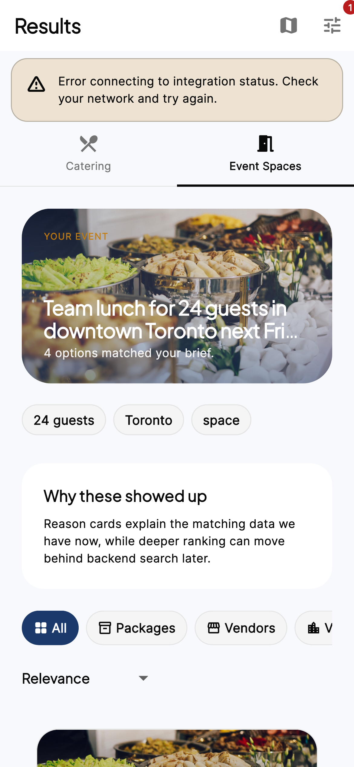 Event spaces results