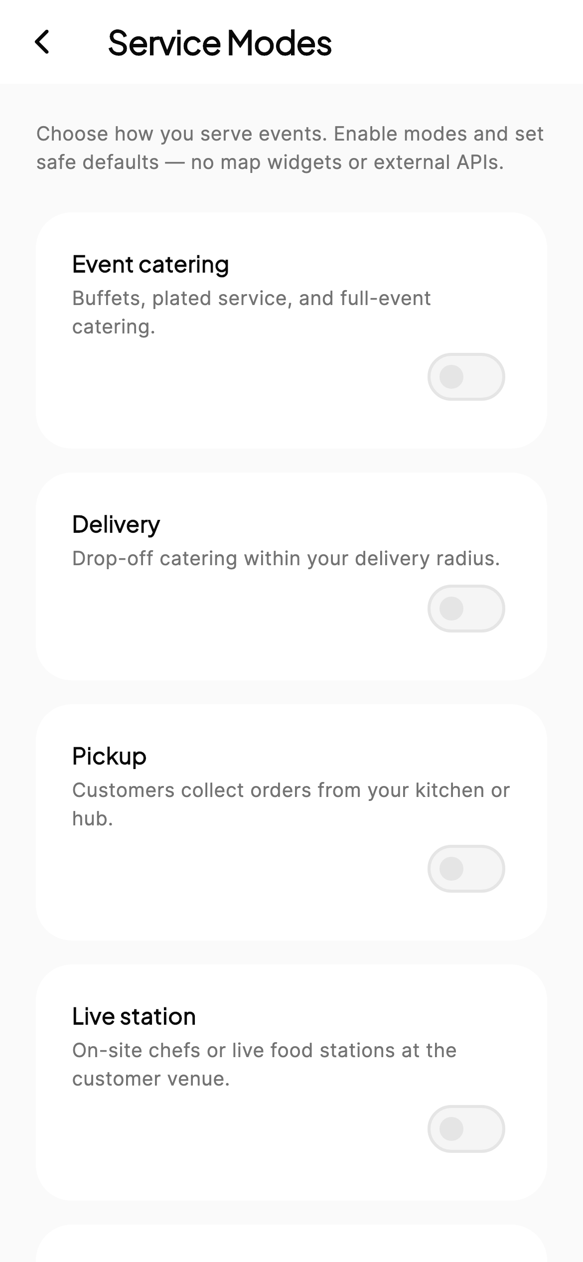Service modes