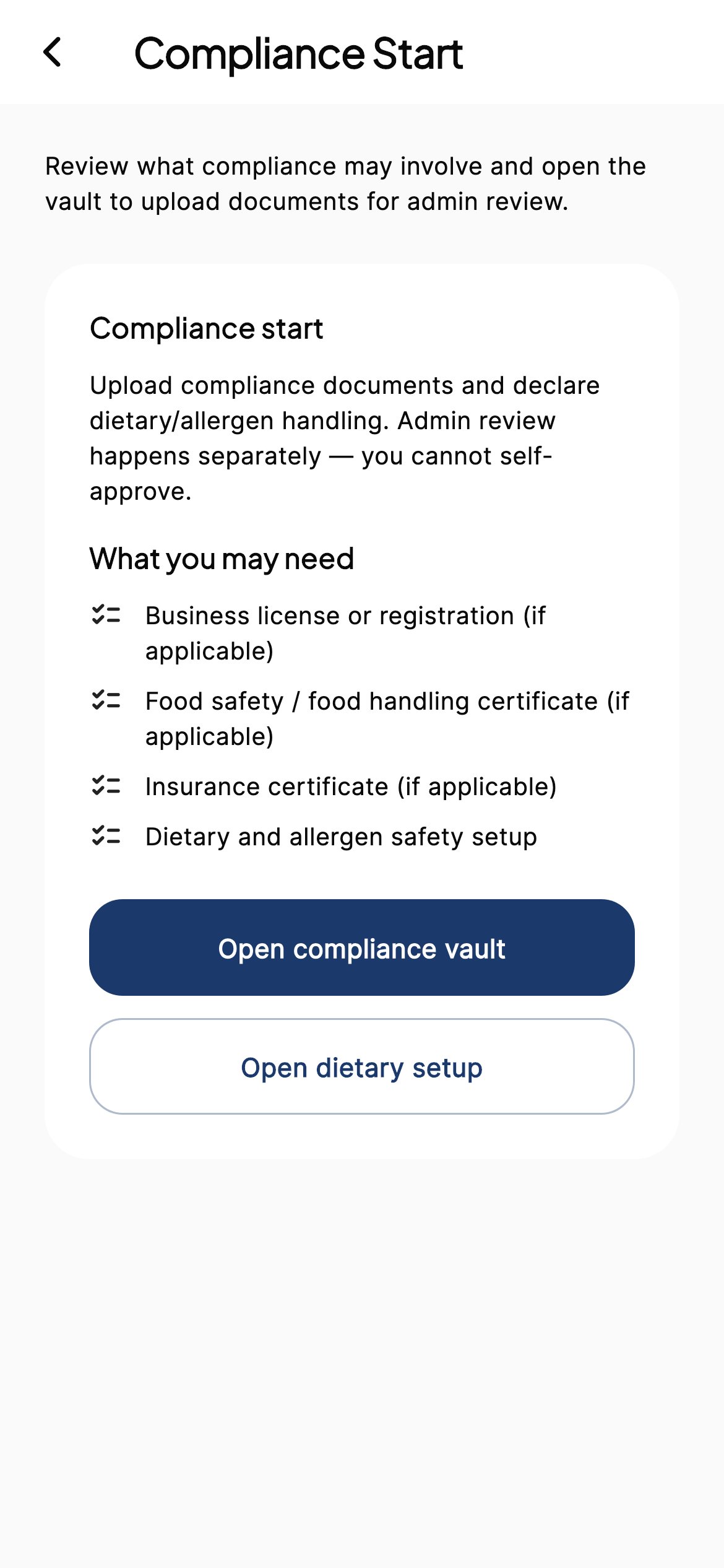 Compliance start