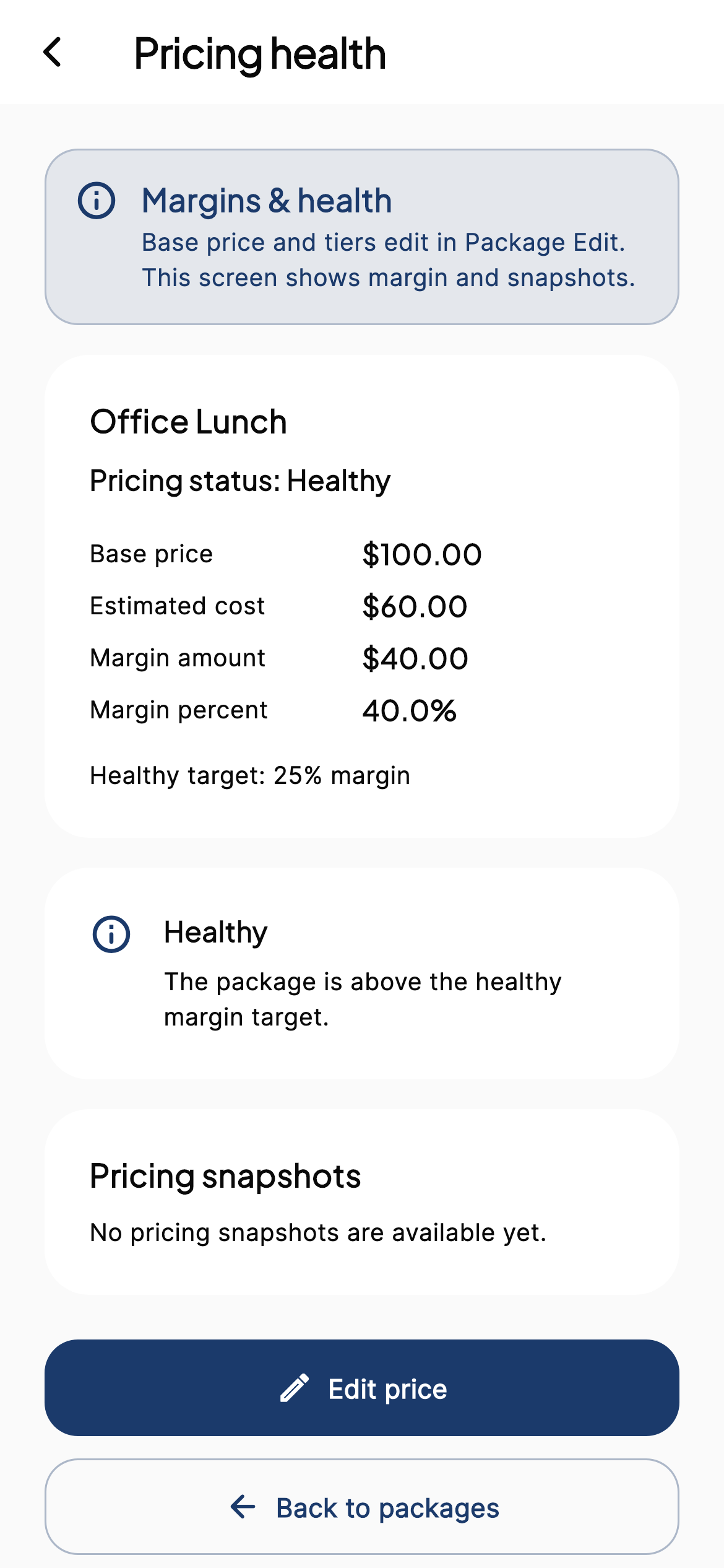 Package pricing
