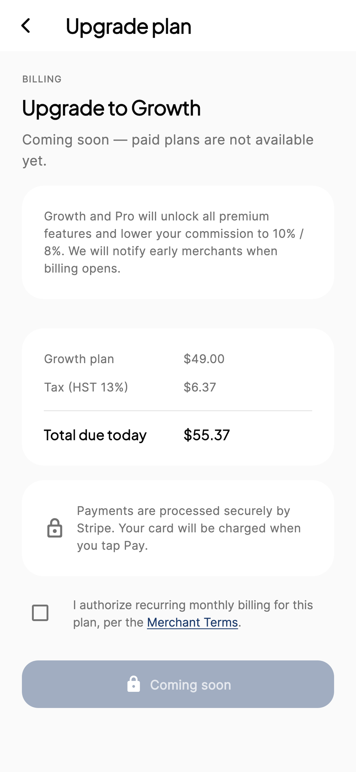 Plan checkout